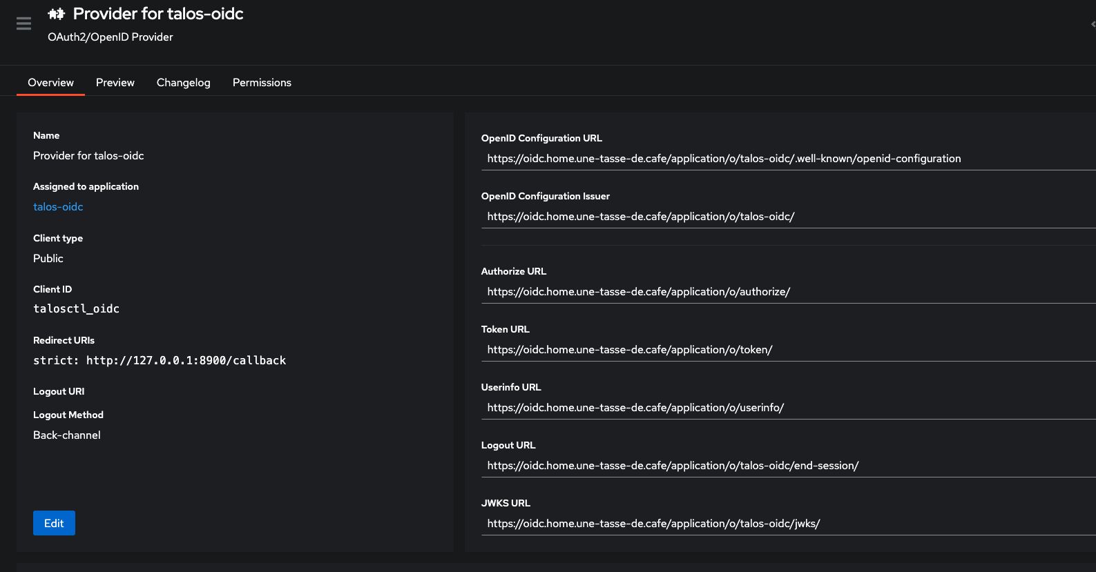 Authentik OIDC client configuration